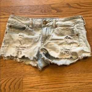 AE light wash jean shorts